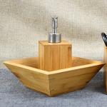 Soap Dispenser 12 Oz Bamboo Wooden Lotion Liquid Soaps Refillable Hand Sanitizer Bottle with Rust Proof Pump Large Capacity for Household Bathroom Countertops Restaurant Hotel Toilet Kitchen WC