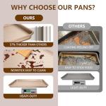 Wildone Baking Sheet Pan Set, Honeycomb Embossed Nonstick Baking Sheet 15x10 In, Thicker Carbon Steel Cookie Sheet, Even Heating Jelly Roll Pan, Champagne Gold, 2 Pack
