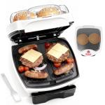 SugarWhisk 2 In 1 Hamburger Grill Maker, Electric Indoor Grill and Panini Press with Non-stick Grill Plates, 1200W, Easy to Clean and Store, White