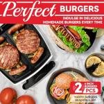 SugarWhisk 2 In 1 Hamburger Grill Maker, Electric Indoor Grill and Panini Press with Non-stick Grill Plates, 1200W, Easy to Clean and Store, White