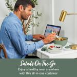 Bentgo Salad Container - 54 oz Bowl with 4-Compartment Toppings Tray, Leak-Proof Dressing Container, Reusable Fork, BPA-Free Lunch Box for Meal Prep & Food Storage; Removable Bento Tray (Khaki Green)