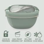 Bentgo Salad Container - 54 oz Bowl with 4-Compartment Toppings Tray, Leak-Proof Dressing Container, Reusable Fork, BPA-Free Lunch Box for Meal Prep & Food Storage; Removable Bento Tray (Khaki Green)