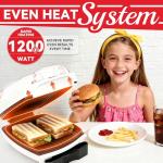 SugarWhisk 2 In 1 Hamburger Grill Maker, Electric Indoor Grill and Panini Press with Non-stick Grill Plates, 1200W, Easy to Clean and Store, White