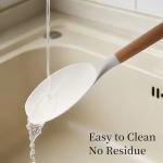 Silicone 10 Pcs Kitchen Cooking Utensils Set, Recycled Materials Certification, BPA Free Spatula Set with Heat Resistant Wood Handles for Nonstick Cookware, Cream White