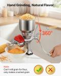 VEVOR Manual Grain Mill with High Hopper, Hand-Crank Corn Grinder, Heavy Duty Cast Iron Wheat Grinding Mill with Stable Table Clamp & Dust Cover for Grains Spices Coffee Beans Nuts