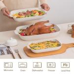 Feenmai Baking Dish for Oven, Ceramic Casserole Dishes Set for 3, Rectangular Lasagna Pan Deep, Baking Pans with Handle, 12.9“/10.8"/8.4" Bakeware Sets for Cake, Casserole, Kitchen Wedding Gifts, Arctic White