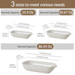 Feenmai Baking Dish for Oven, Ceramic Casserole Dishes Set for 3, Rectangular Lasagna Pan Deep, Baking Pans with Handle, 12.9“/10.8"/8.4" Bakeware Sets for Cake, Casserole, Kitchen Wedding Gifts, Arctic White