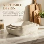 Feenmai Baking Dish for Oven, Ceramic Casserole Dishes Set for 3, Rectangular Lasagna Pan Deep, Baking Pans with Handle, 12.9“/10.8"/8.4" Bakeware Sets for Cake, Casserole, Kitchen Wedding Gifts, Arctic White