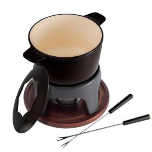 Swissmar Sierra Cast Iron Fondue Set, 1.6 Quart / 1.6 Liter – Perfect for Meat, Cheese, & Chocolate Fondues – Ideal for Family Bonding & Hosting Gifts - 12-Pieces, Metallic Black