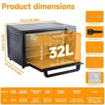 34QT/32L Steam and Air Fryer Combo Countertop Oven,1500W, Multi-Functional Countertop Toaster Oven with 60-Min Timer, Crispy Roast, Dehydrate, Rotisserie, 6 Accessories Included,Mini Oven for Kitchen