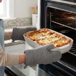 Feenmai Baking Dish for Oven, Ceramic Casserole Dishes Set for 3, Rectangular Lasagna Pan Deep, Baking Pans with Handle, 12.9“/10.8"/8.4" Bakeware Sets for Cake, Casserole, Kitchen Wedding Gifts, Arctic White