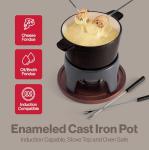 Swissmar Sierra Cast Iron Fondue Set, 1.6 Quart / 1.6 Liter – Perfect for Meat, Cheese, & Chocolate Fondues – Ideal for Family Bonding & Hosting Gifts - 12-Pieces, Metallic Black