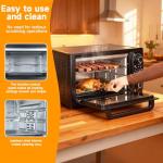 34QT/32L Steam and Air Fryer Combo Countertop Oven,1500W, Multi-Functional Countertop Toaster Oven with 60-Min Timer, Crispy Roast, Dehydrate, Rotisserie, 6 Accessories Included,Mini Oven for Kitchen