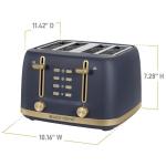 West Bend Timeless 4-Slice Toaster with 7 Browning Levels, Bagel/Waffle/Defrost Settings, High-Lift Lever, Anti-Jam, Easy-Clean Crumb Tray, 4-Slice, Blue/Gold