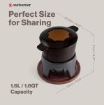 Swissmar Sierra Cast Iron Fondue Set, 1.6 Quart / 1.6 Liter – Perfect for Meat, Cheese, & Chocolate Fondues – Ideal for Family Bonding & Hosting Gifts - 12-Pieces, Metallic Black