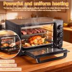 34QT/32L Steam and Air Fryer Combo Countertop Oven,1500W, Multi-Functional Countertop Toaster Oven with 60-Min Timer, Crispy Roast, Dehydrate, Rotisserie, 6 Accessories Included,Mini Oven for Kitchen