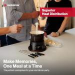 Swissmar Sierra Cast Iron Fondue Set, 1.6 Quart / 1.6 Liter – Perfect for Meat, Cheese, & Chocolate Fondues – Ideal for Family Bonding & Hosting Gifts - 12-Pieces, Metallic Black