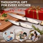 Huusk Paring Knife Set 2PCS - Razor Sharp 5" Kitchen and 3.5" Peeling Knives Well Balanced Vegetable Fruit Knife with Ergonomic White Handle Present Gift for Men Women