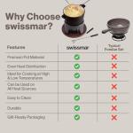 Swissmar Sierra Cast Iron Fondue Set, 1.6 Quart / 1.6 Liter – Perfect for Meat, Cheese, & Chocolate Fondues – Ideal for Family Bonding & Hosting Gifts - 12-Pieces, Metallic Black