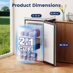 BANGSON 2.1 Cu.ft Upright Freezer, Compact Mini Freezer with Reversible Door, Adjustable Thermostat, Removable Shelves,Small Freezer for Dorm/Office/Apartment, Silver