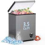 Chest Freezer - 3.5 Cubic Feet Compact Deep Freezer Small Freezer 7 Adjustable Temperature with Removable Basket, Energy Saving Super Quiet for Garage, Office, Kitchen, or Apartment, Gray