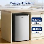 BANGSON 2.1 Cu.ft Upright Freezer, Compact Mini Freezer with Reversible Door, Adjustable Thermostat, Removable Shelves,Small Freezer for Dorm/Office/Apartment, Silver