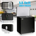Chest Freezer 5.0 Cu.Ft Small Deep Freezer Black Top Door Mini Freezer with Removable Basket, Low Noise, 7 Adjustable Temperature and Energy Saving Perfect for Home Garage Basement Dorm or Apartment
