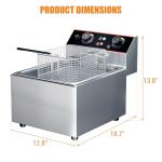 6.3 QT Commercial Deep Fryer,Stainless Steel Countertop Electric Deep Fryer with Basket, Easy to Clean,1500W