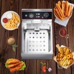 6.3 QT Commercial Deep Fryer,Stainless Steel Countertop Electric Deep Fryer with Basket, Easy to Clean,1500W