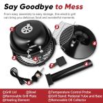 Electric Grill Outdoor, CUSIMAX Electric BBQ Grill, 1600W Portable BBQ with Lid for Cookouts, BBQ Gatherings, Small Spaces, Adjustable Heat, Removable Stand Grill, Oil Collector