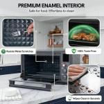 VAL CUCINA Non-Toxic Enamel Interior Air Fryer Toaster Oven Combo, 26.3 QT Countertop Convection Oven 10-in-1, Infrared Heating, Fits 12” Pizza & 6-Slice Toast, Easy Clean Enamel Baking Pan Included