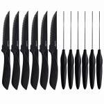 dearithe Steak Knives Set of 12,Serrated Black Serrated Stainless Steel Sharp Blade Steak Knife Set, 4.5 Inches, For Restaurant Tableware Kitchen Camping