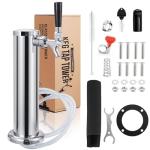 Imaictuu Kegerator Tower Single Tap Beer Tower Kegerator Parts, 3 Inches Stainless Steel Beer Dispenser Includes Pre-Assembled Hose and Self-Closing Faucet