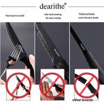 dearithe Steak Knives Set of 12,Serrated Black Serrated Stainless Steel Sharp Blade Steak Knife Set, 4.5 Inches, For Restaurant Tableware Kitchen Camping
