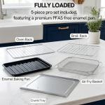 VAL CUCINA Non-Toxic Enamel Interior Air Fryer Toaster Oven Combo, 26.3 QT Countertop Convection Oven 10-in-1, Infrared Heating, Fits 12” Pizza & 6-Slice Toast, Easy Clean Enamel Baking Pan Included