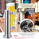 Imaictuu Kegerator Tower Single Tap Beer Tower Kegerator Parts, 3 Inches Stainless Steel Beer Dispenser Includes Pre-Assembled Hose and Self-Closing Faucet