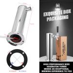 Imaictuu Kegerator Tower Single Tap Beer Tower Kegerator Parts, 3 Inches Stainless Steel Beer Dispenser Includes Pre-Assembled Hose and Self-Closing Faucet