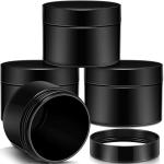 Patelai 4 Pieces Round Wide-mouth Leak Proof Plastic Container Jars with Lids for Travel Storage Makeup Beauty Products Face Creams Oils Salves Ointments DIY Making(4 Ounce,Pure Black)