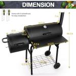 Barrel Charcoal Grill with offset Smoker(420.SQ.IN), Joyfair Large Outdoor BBQ Grills with Chimney Starter Set For Grilling, Smoking, Roasting, with Thermometer & Front Table, 6 S-Hooks & Clamp