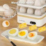 Evoloop Rapid Egg Cooker Electric 12 Eggs Capacity, Soft, Medium, Hard Boiled, Poached, Omelet Maker Egg Poacher & Vegetable Steamer, BPA Free Tray（white）