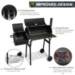 Barrel Charcoal Grill with offset Smoker(420.SQ.IN), Joyfair Large Outdoor BBQ Grills with Chimney Starter Set For Grilling, Smoking, Roasting, with Thermometer & Front Table, 6 S-Hooks & Clamp