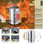 Barrel Charcoal Grill with offset Smoker(420.SQ.IN), Joyfair Large Outdoor BBQ Grills with Chimney Starter Set For Grilling, Smoking, Roasting, with Thermometer & Front Table, 6 S-Hooks & Clamp