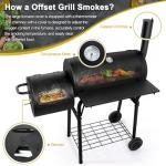 Barrel Charcoal Grill with offset Smoker(420.SQ.IN), Joyfair Large Outdoor BBQ Grills with Chimney Starter Set For Grilling, Smoking, Roasting, with Thermometer & Front Table, 6 S-Hooks & Clamp