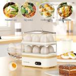 Evoloop Rapid Egg Cooker Electric 12 Eggs Capacity, Soft, Medium, Hard Boiled, Poached, Omelet Maker Egg Poacher & Vegetable Steamer, BPA Free Tray（white）