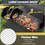 Barrel Charcoal Grill with offset Smoker(420.SQ.IN), Joyfair Large Outdoor BBQ Grills with Chimney Starter Set For Grilling, Smoking, Roasting, with Thermometer & Front Table, 6 S-Hooks & Clamp