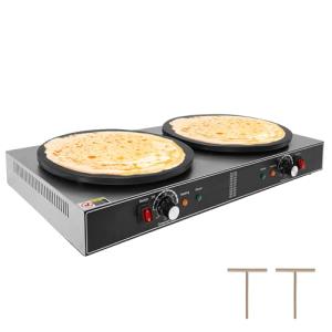 Garvee Electric Crepe Maker,3400 w 110 v Flat Plate Crepe Griddle with Double Plate and Temp Control,Non-Stick Commercial Crepe Machine for Home and Commercial Use