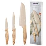 hecef Knife Set of 3, Stainless Steel Blade with Non-stick Coating, Sharp Kitchen Knives Includes Santoku, Utility, Paring Knives