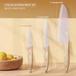 hecef Knife Set of 3, Stainless Steel Blade with Non-stick Coating, Sharp Kitchen Knives Includes Santoku, Utility, Paring Knives