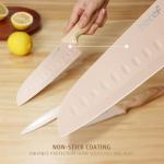 hecef Knife Set of 3, Stainless Steel Blade with Non-stick Coating, Sharp Kitchen Knives Includes Santoku, Utility, Paring Knives