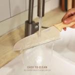 hecef Knife Set of 3, Stainless Steel Blade with Non-stick Coating, Sharp Kitchen Knives Includes Santoku, Utility, Paring Knives